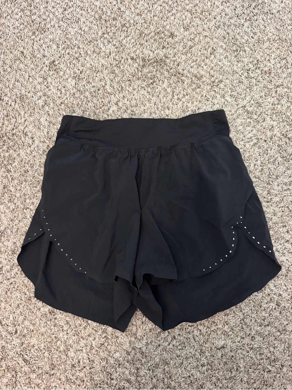 lululemon athletica Black Layered Running Shorts with Stud Detail